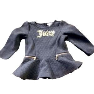 5/25 Juicy Couture grey quilted gold zipper peplum top 24month